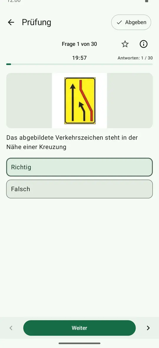 Prüfungssimulation: Frage 1 von 30 mit der verbleibenden Zeit